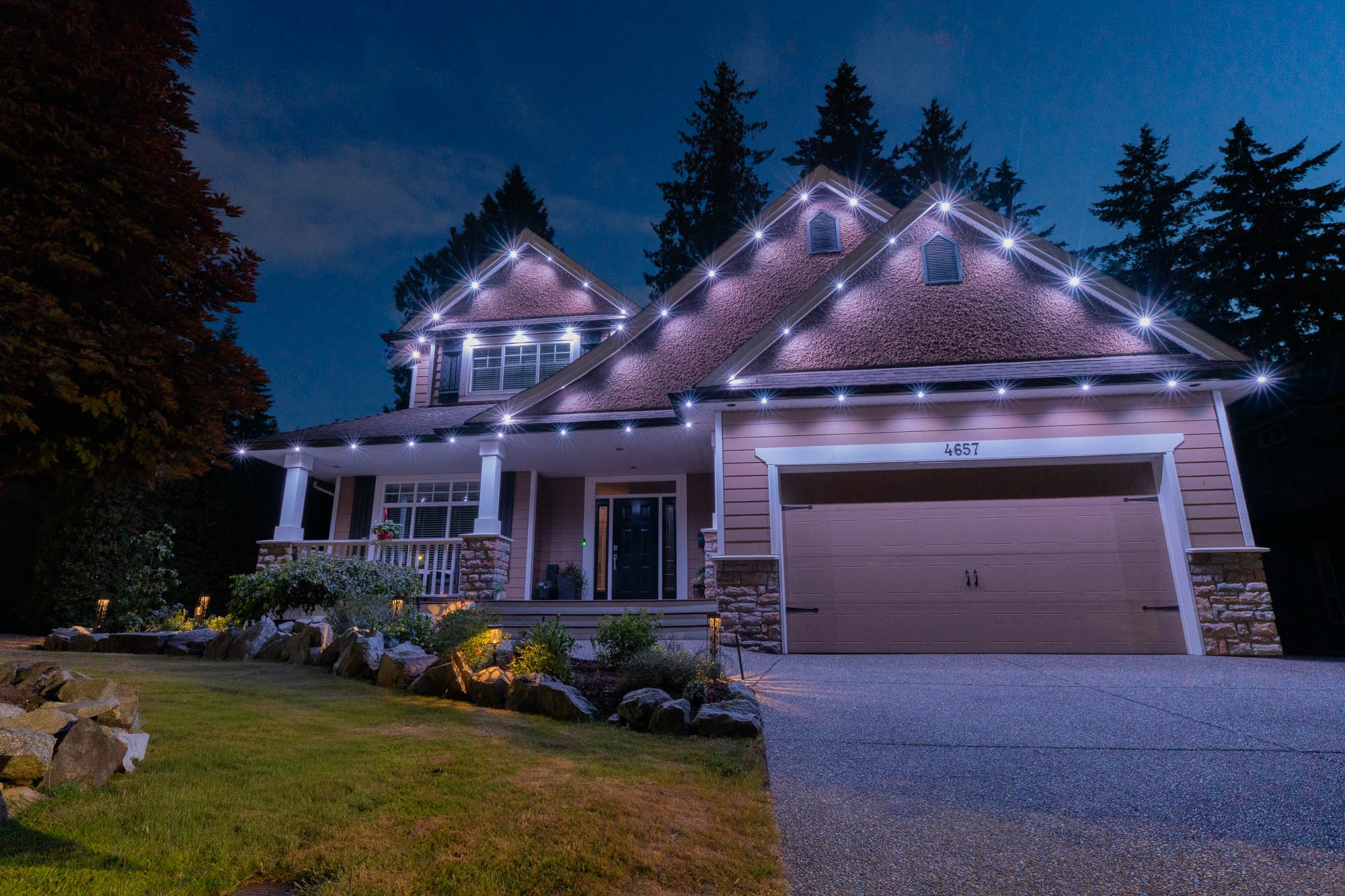 Security White permanent lighting example